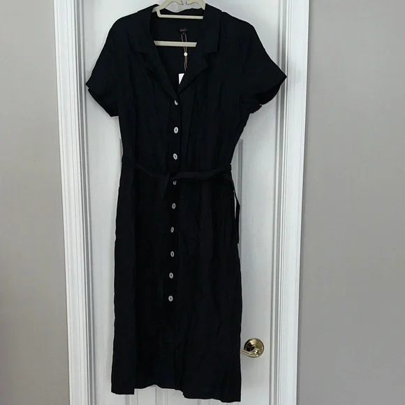 100% European Linen Button Front Dress - Picture 3 of 14
